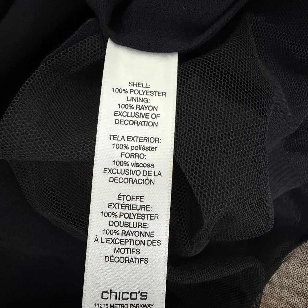 CHICOS Womens Embellished Geo Mesh Beaded Tank Size 2/L Black Going Out Top NEW - Picture 6 of 7